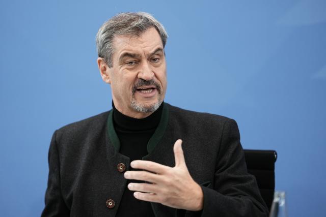 28 November 2025, Berlin: Markus Soeder, Prime Minister of Bavaria and CSU Chairman, speaks at the press conference of the coalition leaders on the results of the coalition committee. The topic of pensions was the focus of the discussions between the leaders of the CDU/CSU and SPD. Photo: Michael Kappeler/dpa