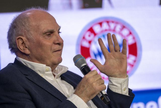 01 December 2025, Bavaria, Munich: Uli Hoeness, Honorary President of FC Bayern Munich, takes part in a talk on "How Soccer Stays a Business King" at the "Sport Marke Medien" congress. Photo: Peter Kneffel/dpa