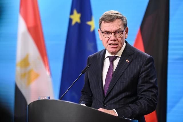 02 December 2025, Berlin: Johann Wadephul, German Foreign Minister, speaks during a joint press conference with the Egyptian Foreign Minister Badr Abdelatty (not pictured) Photo: Britta Pedersen/dpa