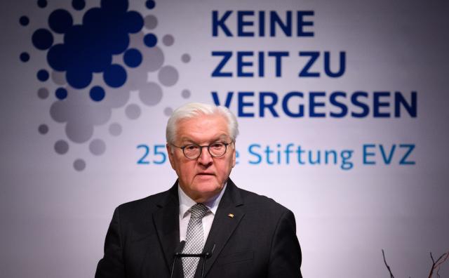 02 December 2025, Berlin: German President Frank-Walter Steinmeier speaks at the "25 Years of Remembrance, Responsibility and Future" ceremony at the Jewish Museum. Photo: Bernd von Jutrczenka/dpa