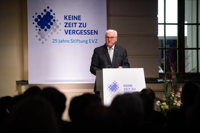 02 December 2025, Berlin: German President Frank-Walter Steinmeier speaks at the "25 Years of Remembrance, Responsibility and Future" ceremony at the Jewish Museum. Photo: Bernd von Jutrczenka/dpa