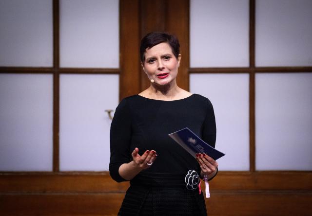 02 December 2025, Berlin: Chairwoman of the Board of the Foundation Remembrance, Responsibility and Future (EVZ) Andrea Despot speaks at the 25th anniversary ceremony of the Foundation at the Jewish Museum. Photo: Bernd von Jutrczenka/dpa