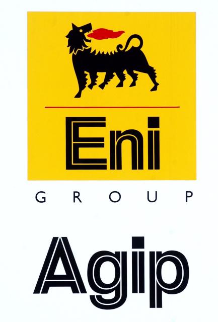 FILED - 05 May 2003, Brandenburg, Schwedt: The logo of Eni Group Agi, an operator of gas filling stations, pictured in Schwedt Oder. Photo: Patrick Pleul/dpa-Zentralbild/dpa