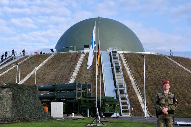 03 December 2025, Saxony-Anhalt, Annaburg: The radome of the new Arrow 3 missile defense system stands in the Annaburger Heide. The Air Force declares the so-called initial capability of the air defense system and thus completes the first step of commissioning. The air defense system is intended to provide early warning and combat incoming ballistic missiles outside the earth's atmosphere. It is being procured in response to the threat posed by Russia. Photo: Jan Woitas/dpa