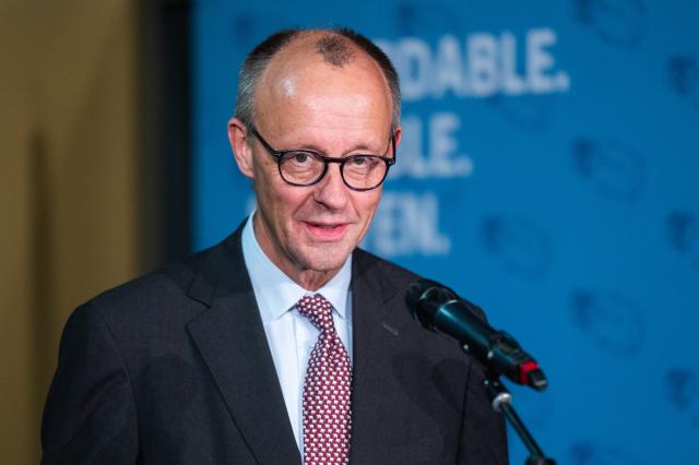 12 March 2025, Berlin: German Chancellor Friedrich Merz speaks at a press conference following a visit to Berlin Space Technologies. Photo: Christophe Gateau/dpa
