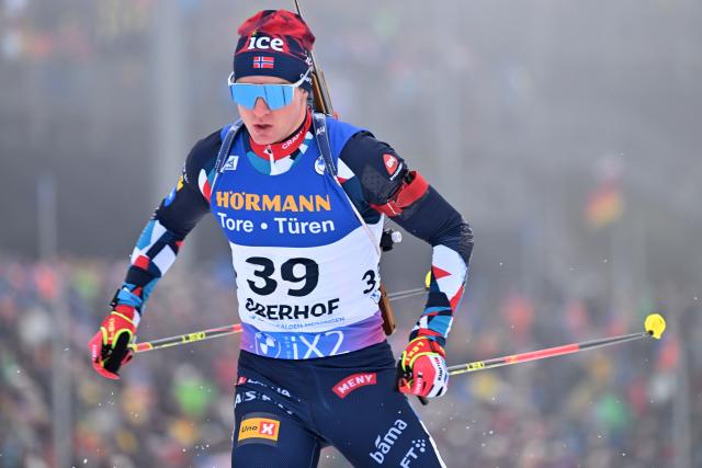 FILED - 05 January 2024, Thuringia, Oberhof: Norwegian biathlete Johan-Olav Botn competes in the men's sprint 10 km of the Biathlon World Cupat the Lotto Thueringen Arena at Rennsteig. Photo: Martin Schutt/dpa