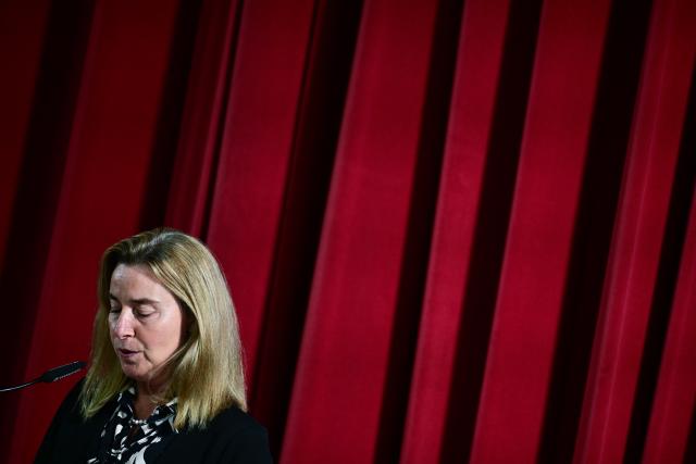 FILED - 07 November 2025, Berlin: Former EU High Representative for Foreign Affairs Federica Mogherini speaks during the first "Europaeum Annual Lecture" at Freie University of Berlin. Mogherini announced her resignation on Thursday from posts held at the College of Europe in the Belgian city of Bruges amid a fraud investigation. Photo: Sebastian Christoph Gollnow/dpa