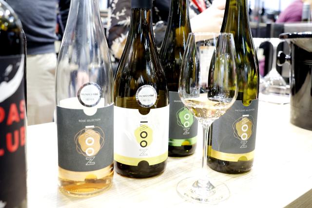 FILED - 20 March 2023, North Rhine-Westphalia, Duesseldorf: Alcohol-free wines stand on a counter at the ProWein 2023 trade show. European Parliament negotiators and EU member states on Thursday agreed new rules on zero-alcohol and de-alcoholized wines. Photo: David Young/dpa