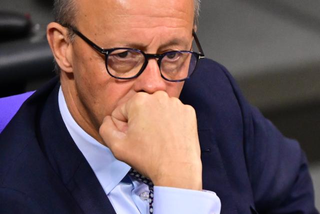 05 December 2025, Berlin: German Chancellor Friedrich Merz attends the German Bundestag session on the pension reform. Photo: Sebastian Christoph Gollnow/dpa