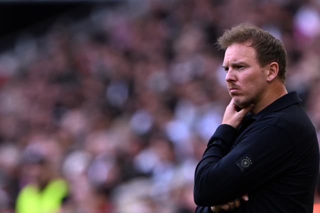 08 June 2025, Baden-Wuerttemberg, Stuttgart: Germany's national coach Julian Nagelsmann reacts from the touchline during the UEFA Nations League soccer match between Germany and France at Stuttgart Arena. Photo: Federico Gambarini/dpa