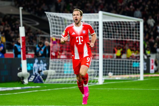 06 December 2025, Baden-Württemberg, Stuttgart: Bayern Munich's Harry Kane celebrates scoring his side's second goal during the German Bundesliga socce rmatch between VfB Stuttgart and FC Bayern Munich at the MHPArena. Photo: Tom Weller/dpa - IMPORTANT NOTICE: DFL and DFB regulations prohibit any use of photographs as image sequences and/or quasi-video.