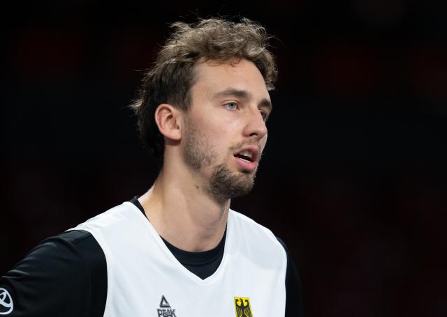FILED - 13 August 2025, Bavaria, Munich: Germany basketball player Franz Wagner in action during a training session at BMW Park ahead of the Basketball Supercup. Photo: Sven Hoppe/dpa