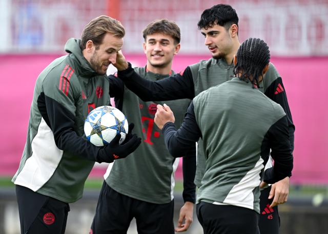 08 December 2025, Bavaria, Munich: FC Bayern's Harry Kane participates in a training session ahead of Tuesday's UEFA Champions League soccer match against Sporting, at the training ground at Saebener Strasse. Photo: Sven Hoppe/dpa