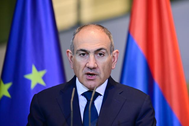 09 December 2025, Berlin: Nikol Pashinyan, Armenia's Prime Minister, speaks during a joint press conference with Germany's Chancellor Friedrich Merz (not pictured) at the Federal Chancellery. Photo: Sebastian Christoph Gollnow/dpa