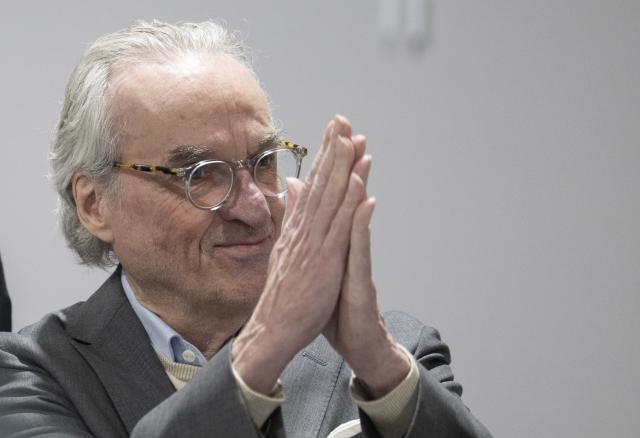 10 December 2025, Hesse, Frankfurt/Main: The main defendant, Henry XIII Prince Reuss, stands behind the dock as the trial against the alleged "Reichsbuerger" group continues. The federal prosecution accuses the nine defendants of having been members of a terrorist organization. Photo: Boris Roessler/dpa POOL/dpa