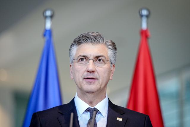 10 December 2025, Berlin: Prime Minister of the Republic of Croatia, Andrej Plenkovic, attends a joint press conference with German Chancellor Friedrich Merz at the Federal Chancellery in Berlin. Photo: Kay Nietfeld/dpa