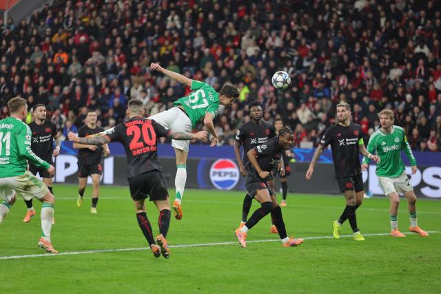 10 December 2025, North Rhine-Westphalia, Leverkusen: Newcastle United's Lewis Miley (C) scores his side's second goal during the UEFA Champions League soccer match between Bayer Leverkusen and Newcastle United at BayArena. Photo: Rolf Vennenbernd/dpa