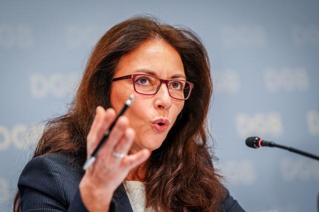 FILED - 20 January 2025, Berlin: Yasmin Fahimi, Federal Chairwoman of the German Trade Union Confederation (DGB), at the DGB's annual press conference. Photo: Kay Nietfeld/dpa