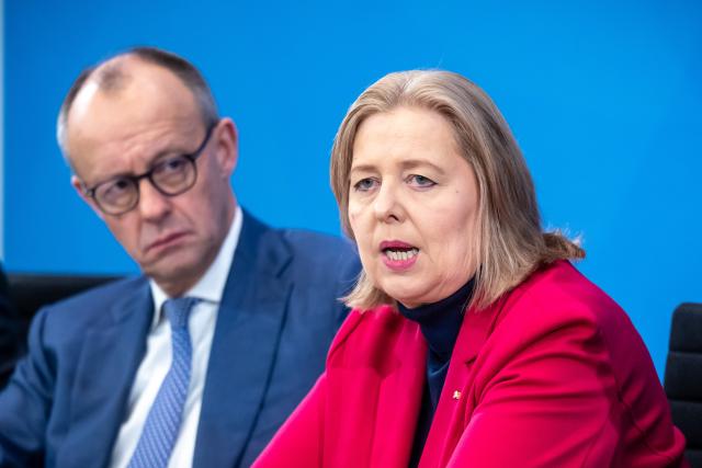 11 December 2025, Berlin: Baerbel Bas, German Minister of Labor and Social Affairs, speaks alongside German Chancellor Friedrich Merz at the press briefing on the results of the consultations following the coalition committee in the Chancellery. Photo: Michael Kappeler/dpa