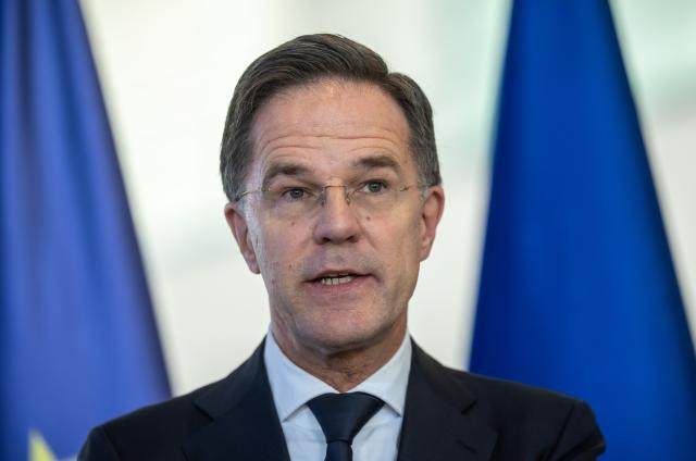 12 November 2025, Berlin: Mark Rutte, NATO Secretary General, speaks at a press conference after a bilateral meeting with Chancellor Merz at the Federal Chancellery. Photo: Michael Kappeler/dpa