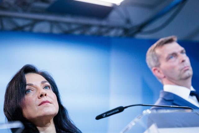 11 December 2025, Berlin: (L-R) Katherina Reiche, Germany's Minister for Economic Affairs and Energy, and Markus Steilemann, President of the German Chemical Industry Association (VCI), deliver a press statement ahead of the launch event for the Chemical Agenda 2045. Photo: Carsten Koall/dpa