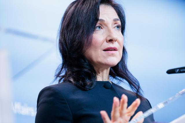 11 December 2025, Berlin: Katherina Reiche, Germany's Minister for Economic Affairs and Energy, delivers a statement to the press ahead of the launch event for the Chemistry Agenda 2045. Photo: Carsten Koall/dpa