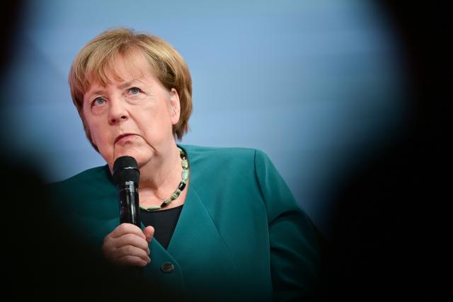 11 December 2025, Berlin: Angela Merkel, former German Chancellor, speaks during a "Stern Stunde" talk at the Bertelsmann Representative Office. Photo: Sebastian Christoph Gollnow/dpa