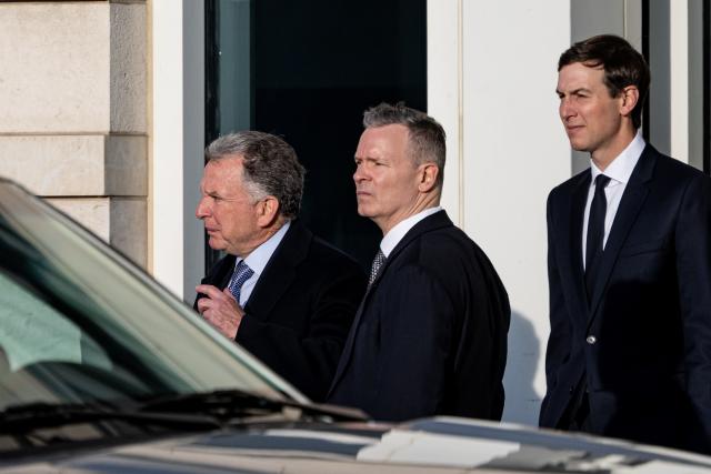 15 December 2025, Berlin: Jared Kushner (R) and Steve Witkoff, special envoy of the United States, come out of the American Embassy on the second day of the Ukraine talks in Berlin. Photo: Fabian Sommer/dpa