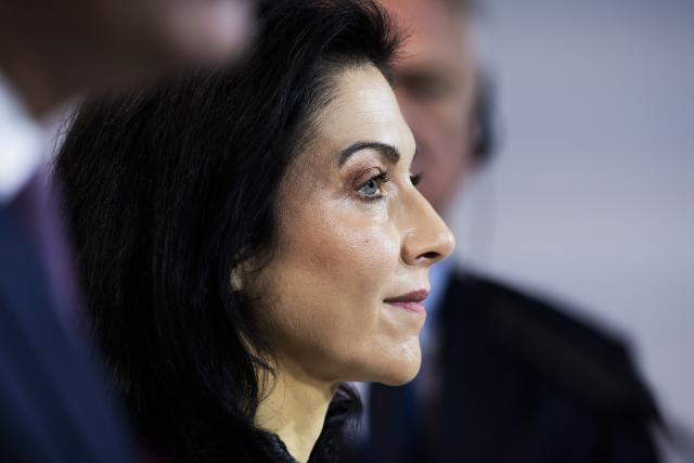 15 December 2025, Berlin: Katherina Reiche, German Minister for Economic Affairs and Energy, attends a press conference on the future of Meyer Werft at the German Ministry for Economic Affairs and Energy. Photo: Christoph Soeder/dpa