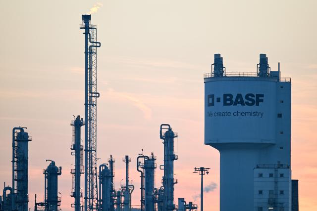 FILED - 18 February 2025, Rhineland-Palatinate, Ludwigshafen: The lettering "BASF" is attached to an industrial plant on the site of the chemical company BASF. Photo: Uwe Anspach/dpa