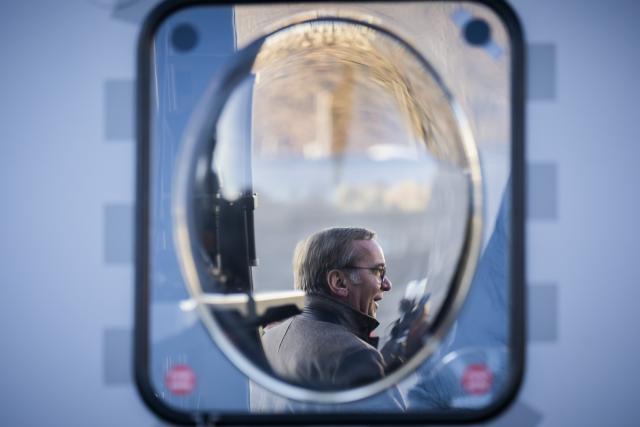 16 December 2025, Berlin: German Minister of Defense Boris Pistorius, attends the handover of the first new NH90 Sea Tiger helicopter to the German Navy at the German Ministry of Defense in Berlin. The Bundeswehr has ordered 31 of the new on-board helicopters, which can also be used in combat against submarines and ships. Photo: Christoph Soeder/dpa