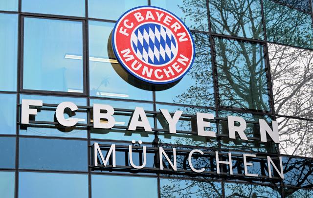 FILED - 27 March 2023, Bavaria, Munich: The FC Bayern Munich logo can be seen at the club's premises on Saebener Strasse. Bayern Munich are buying Sportpark Unterhaching in the city suburbs for their women's team, the club announced on Tuesday. Photo: Sven Hoppe/dpa
