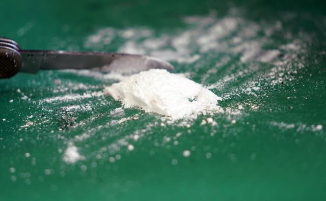 FILED - 24 February 2022, Hamburg: A press spokesman for Hamburg customs presents a small part of a seized cocaine find at a media event in the port. Photo: Marcus Brandt/dpa
