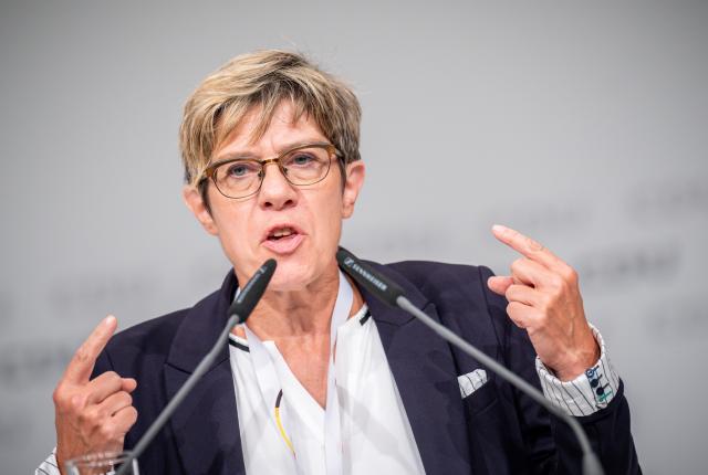 FILED - 09 September 2022, Lower Saxony, Hanover: Former German Minister of Defence Annegret Kramp-Karrenbauer speaks at the 35th federal party conference of the Christian Democratic Union (CDU). Photo: Michael Kappeler/dpa