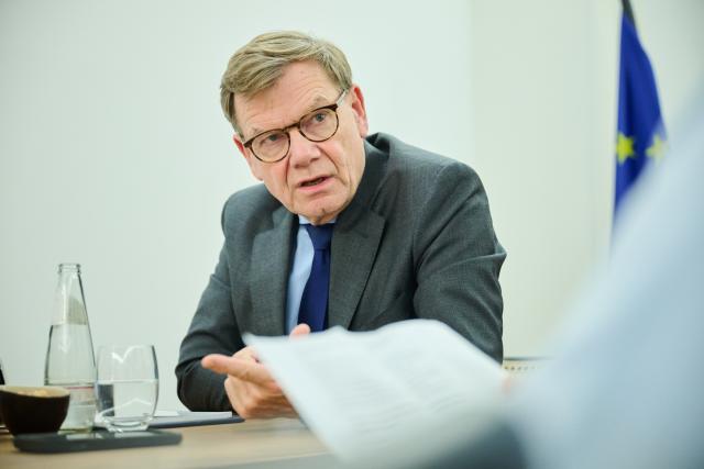 19 December 2025, Berlin: Johann Wadephul, German Foreign Minister, speaks during an interview with German Press Agency (DPA) at the Federal Foreign Office in Berlin. Photo: Annette Riedl/dpa