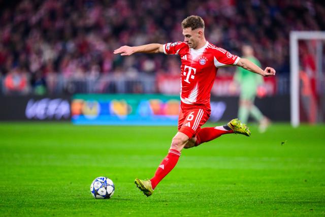 FILED - 09 December 2025, Bavaria, Munich: Bayern Munich's Joshua Kimmich in action during the UEFA Champions League soccer match between Bayern Munich an Sporting Lisbon at Allianz Arena.  Kimmich will miss the last game of the year at lowly Heidenheim on Sunday due to injury. Photo: Tom Weller/dpa