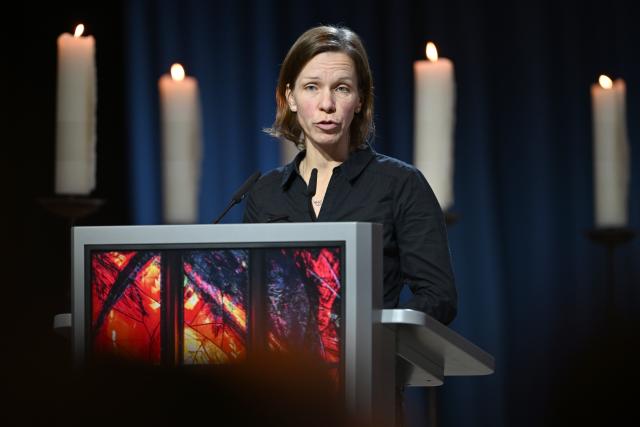 20 December 2025, Saxony-Anhalt, Magdeburg: Susanne Staab, whose mother died in the 2024 Magdeburg attack, speaks at St. John's Church during the memorial service for those affected and bereaved. On 20 December 2024, a man drove a car into a crowd at Magdeburg's Christmas market, killing five women and a child and injuring more than 300 people. Photo: Hendrik Schmidt/dpa