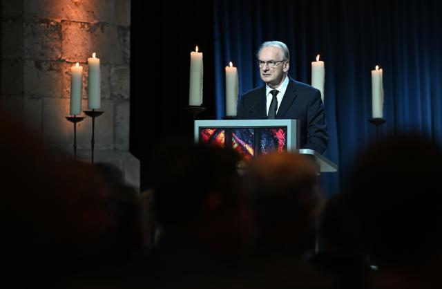 20 December 2025, Saxony-Anhalt, Magdeburg: Reiner Haseloff, Minister President of Saxony-Anhalt, speaks at a memorial event at St. John's Church in Magdeburg one year after the attack on the Magdeburg Christmas market. On 20 December 2024, a man drove a car into a crowd, killing five women and a child and injuring more than 300 people. Photo: Hendrik Schmidt/dpa