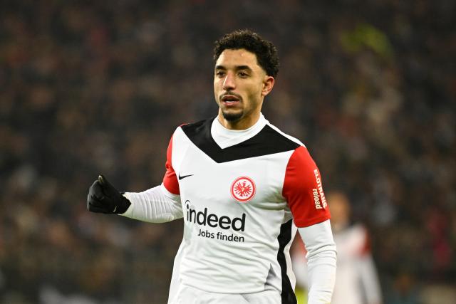 FILED - 11 January 2025, Hamburg: Then Frankfurt's Omar Marmoush reacts during the German Bundesliga soccer match between FC St. Pauli and Eintracht Frankfurt at Millerntor stadium. Diaz, Marmoush, Achouri, and Mahrez dominate the awards for best player in the first round of the African Cup of Nations. Photo: Gregor Fischer/dpa