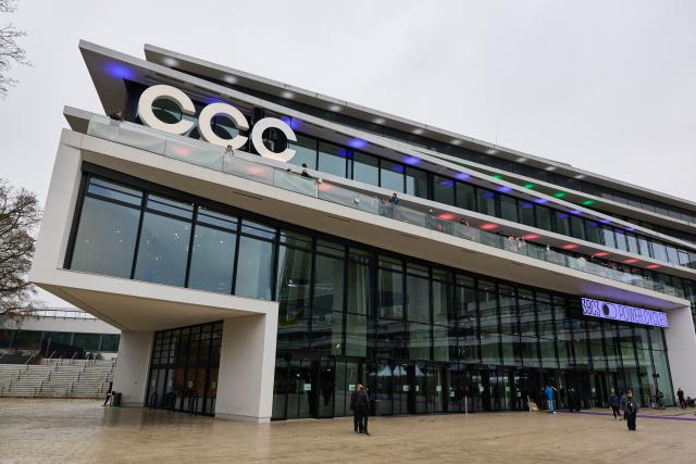 FILED - 27 December 2025, Hamburg: The logo "CCC" for Chaos Communication Congress can be seen during the Chaos Computer Club Congress at the CCH Congress Center Hamburg. Photo: Georg Wendt/dpa