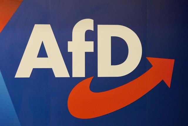 FILED - 22 November 2025, Hamburg: The AfD logo can be seen at the AfD Hamburg state party conference in the Buergersaal Wandsbek. Photo: Georg Wendt/dpa