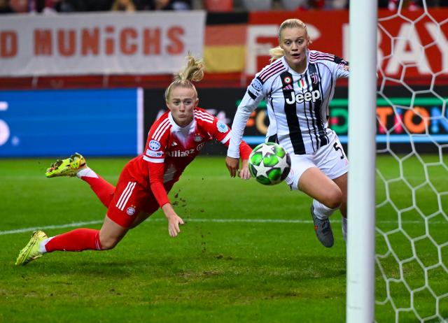 FILED - 16 October 2025, Bavaria, Munich: Bayern Munich's Lea Schueller (L) in action during the UEFA Women Champions League soccer match between Bayern Munich and Juventus Turin at FC Bayern Campus. Parts of the busy Gare de Lyon train station in Paris were temporarily evacuated on Monday, after a small CO2 cartridge exploded in a piece of luggage, police and French railway company SNCF confirmed to dpa. Photo: Sven Hoppe/dpa