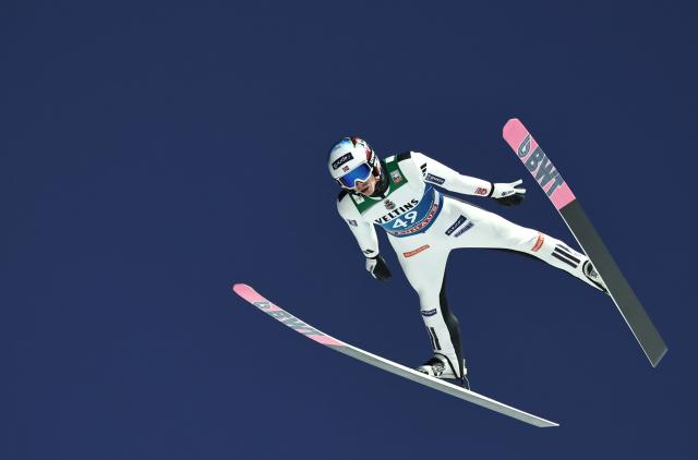 31 December 2025, Bavaria, Garmisch-Partenkirchen: Norway's Halvor Egner Granerud competes in the men's large hill qualification at the Four Hills Tournament World Cup ski jumping event. Photo: Daniel Karmann/dpa