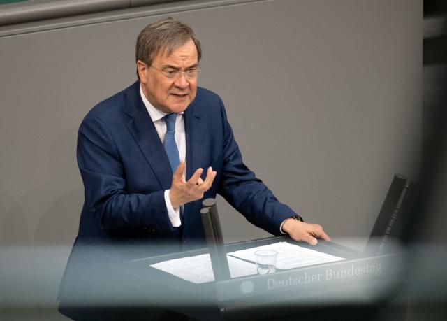 FILED - 24 June 2021, Berlin: Armin Laschet of the Christian Democratic Union (CDU),  speaks during a plenary session of the German Parliament (Bundestag). Photo: Felix Schröder/dpa