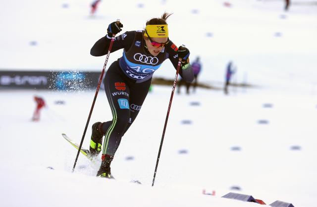 FILED - 01 January 2022, Bavaria, Oberstdorf: Germany's Coletta Rydzek reacts during the women's sprint classic qualification during the Tour de Ski Oberstdorf, held as part of the FIS Cross-Country World Cup. Photo: Karl-Josef Hildenbrand/dpa