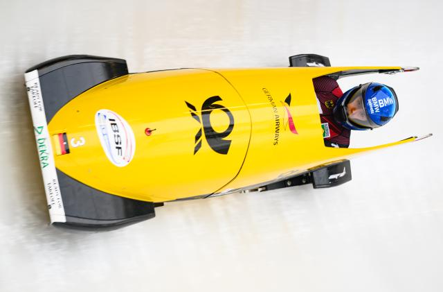 03 January 2026, North Rhine-Westphalia, Winterberg: Germany's Laura Nolte competes in th e1st run of the Women's monobob competition during the IBSF Bobsleigh World Cup
in Winterberg. Photo: Robert Michael/dpa
