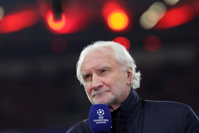FILED - 10 December 2024, North Rhine-Westphalia, Leverkusen: Leverkusen's former sporting director and current sporting director of the national team Rudi Voeller gives an interview prior to the start of the UEFA Champions League soccer match between Bayer Leverkusen and Inter Milan at BayArena. Voeller warned on Sunday that there must not be another political debate at the World Cup in summer. Photo: Rolf Vennenbernd/dpa