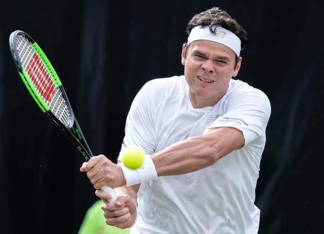 FILED - 14 June 2019, Baden-Wuerttemberg, Stuttgart: Canadian former tennis player Milos Raonic in action. Photo: Silas Stein/dpa