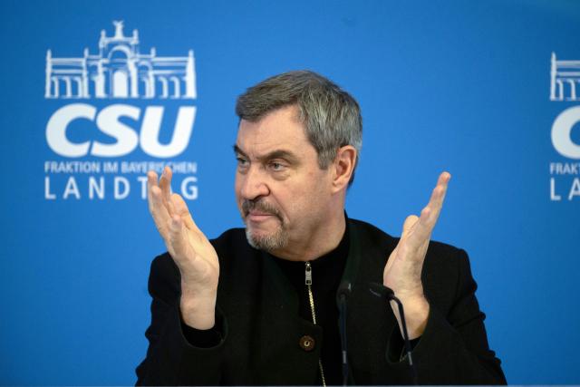 13 January 2026, Bavaria, Bad Staffelstein: Markus Soeder, Minister President of Bavaria and chairman of the Christian Social Union (CSU), speaks at a press conference on the occasion of the CSU winter retreat in Kloster Banz. Photo: Pia Bayer/dpa