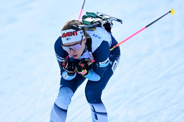 16 January 2026, Bavaria, Ruhpolding: Finland's Suvi Minkkinen competes the women's 7.5 km sprint race during the IBU Biathlon World Cup in Ruhpolding. Photo: Sven Hoppe/dpa